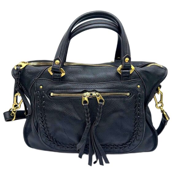 orYANY Sarah Pebbled Leather Crossbody Satchel Bag - Black - Picture 1 of 14
